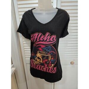 Unique Aloha Beaches Black Tropical Hawaiian Skull T-shirt XL TropicGoth Goth
